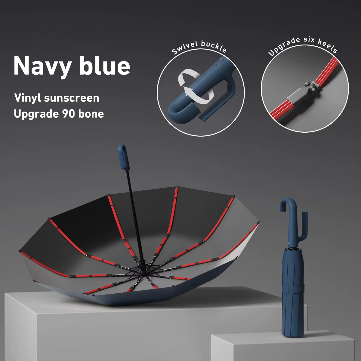 Ring Buckle Design 20 Rib Fully Automatic Umbrella for Men Folding Extra Large Strong Strong Women'S Sunshade Double Umbrella