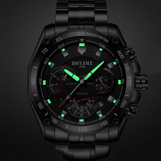 BOYZHE Bold: Luminous Waterproof Mechanical Watch for Men