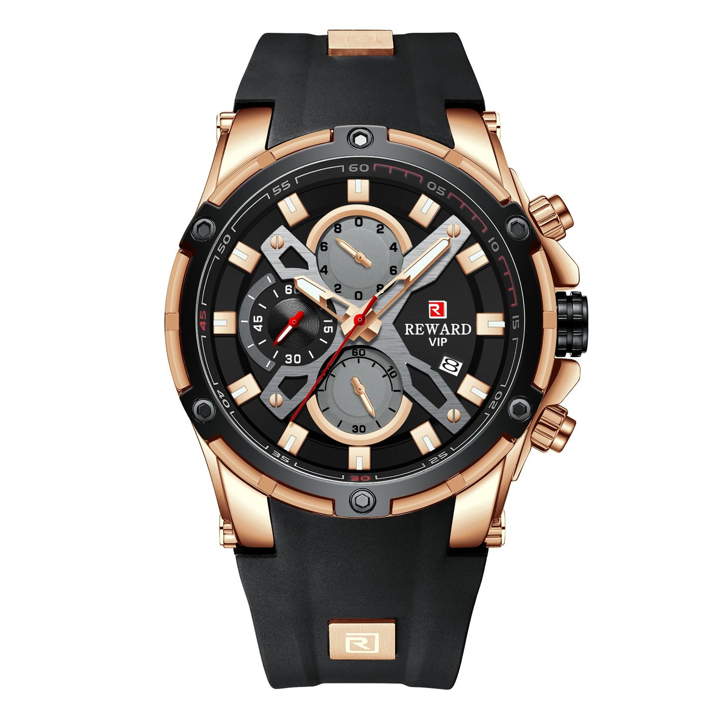 REWARD VIP: Multifunctional Sports Chronograph with Luminous Waterproof Silicone Strap