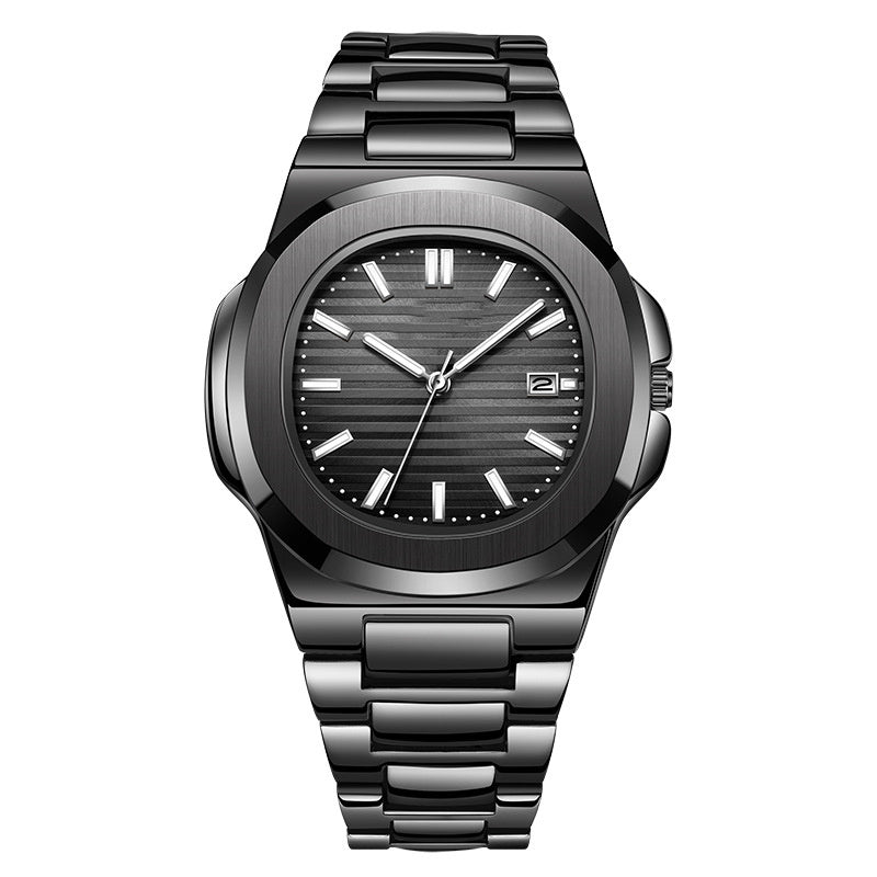 SteelGlow: Men's Fashion Luminous Watch with Calendar & Steel Belt