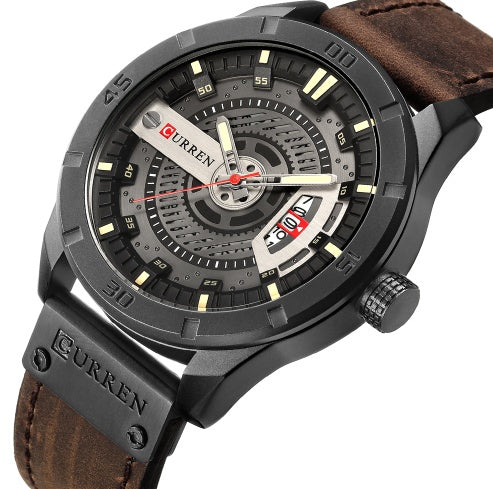 CURREN Rugged: Men's Military Sports Quartz Watch with Casual Leather Strap & Date Display