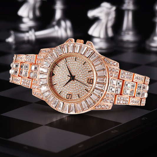 ALLOY Luxe: Diamond-Encrusted Hip Hop Chain Watch for Women