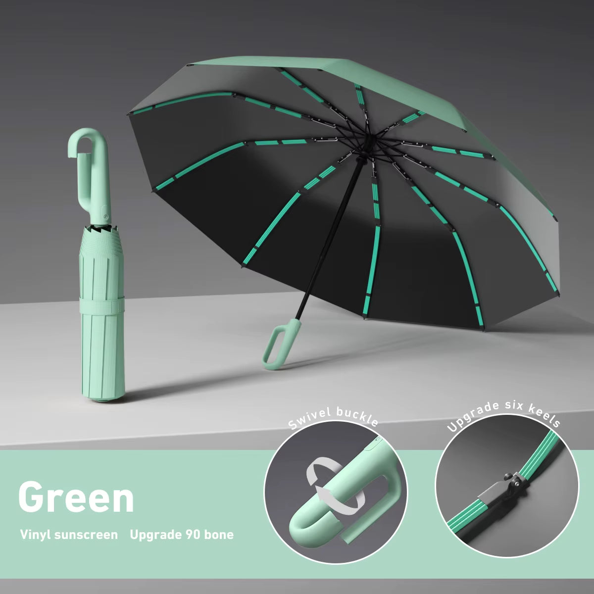 Ring Buckle Design 20 Rib Fully Automatic Umbrella for Men Folding Extra Large Strong Strong Women'S Sunshade Double Umbrella