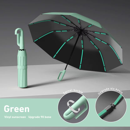 Ring Buckle Design 20 Rib Fully Automatic Umbrella for Men Folding Extra Large Strong Strong Women'S Sunshade Double Umbrella