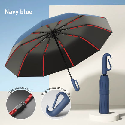 Ring Buckle Design 20 Rib Fully Automatic Umbrella for Men Folding Extra Large Strong Strong Women'S Sunshade Double Umbrella