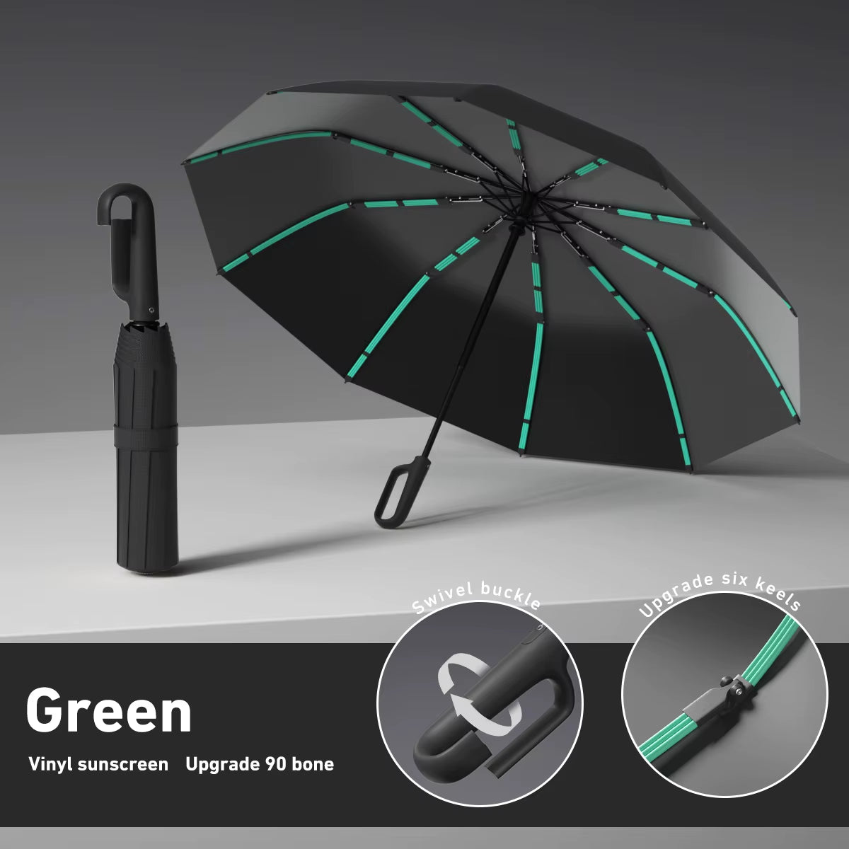 Ring Buckle Design 20 Rib Fully Automatic Umbrella for Men Folding Extra Large Strong Strong Women'S Sunshade Double Umbrella