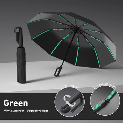 Ring Buckle Design 20 Rib Fully Automatic Umbrella for Men Folding Extra Large Strong Strong Women'S Sunshade Double Umbrella
