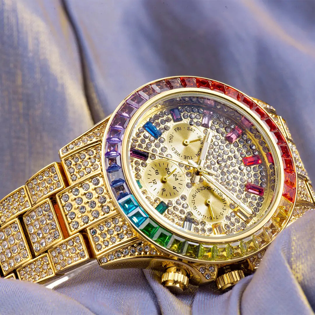 Rainbow Sparkle: Luxury Diamond Watch